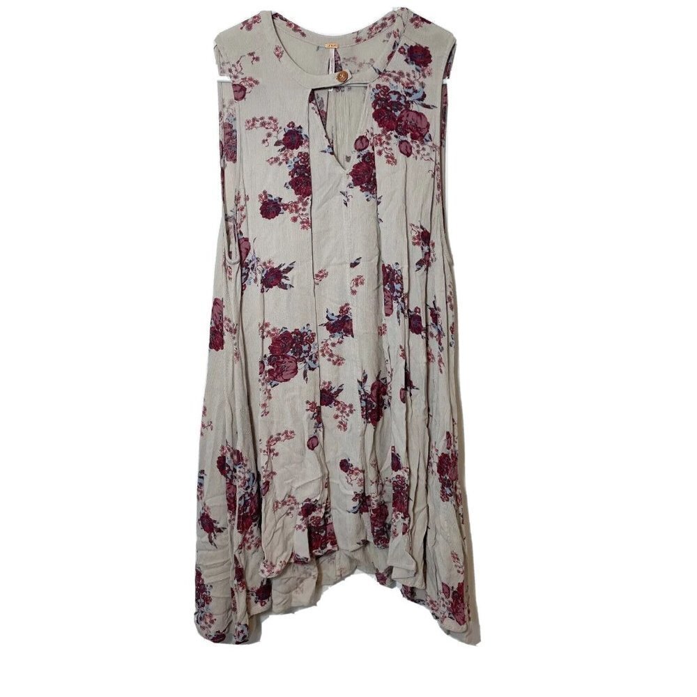 Free People Sleeveless Tree Swing Floral‎ Mini Dress S Keyhole Neck OB413273